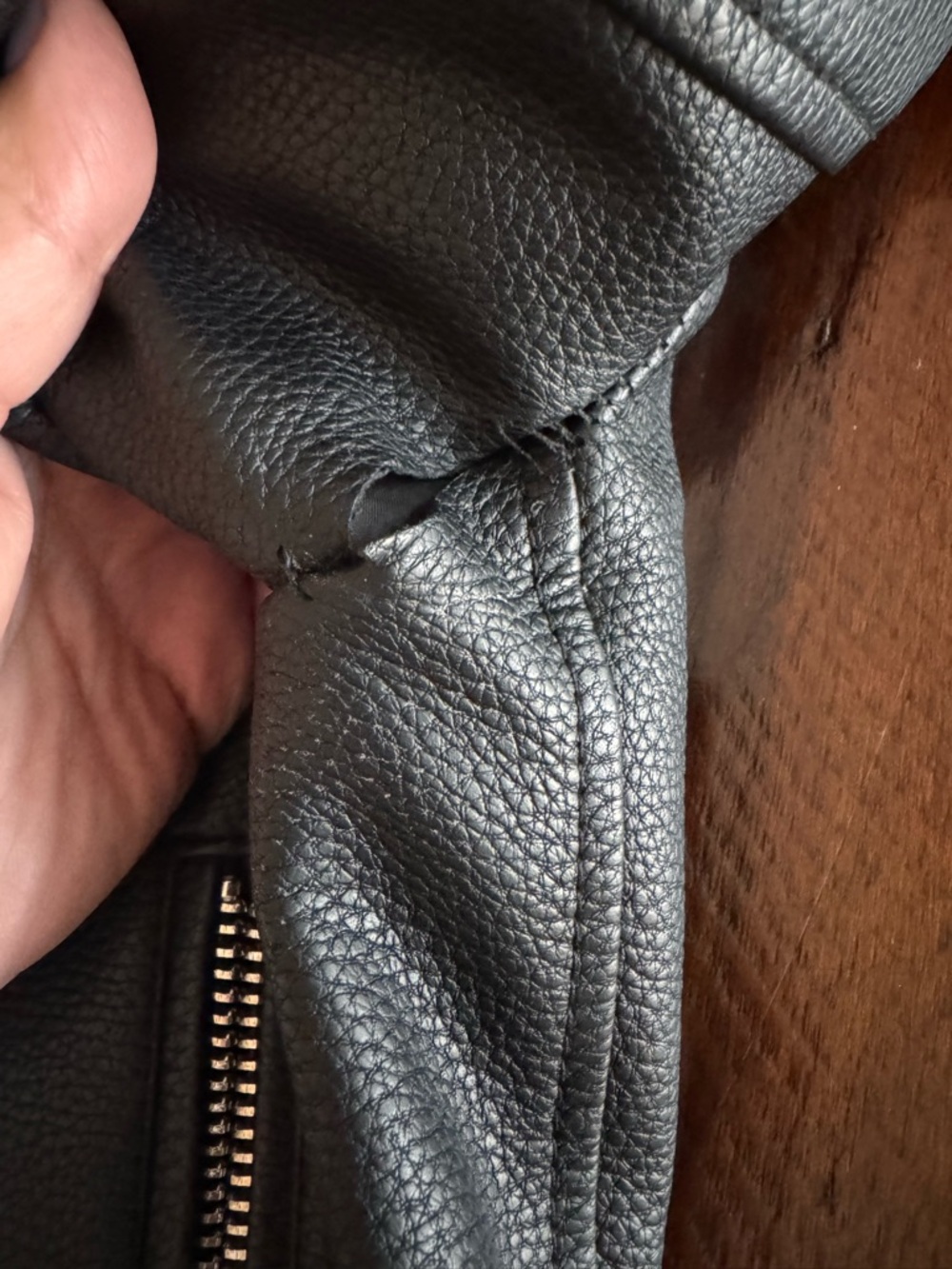 ZARA Basic Faux Leather Moto Jacket Black Belted Biker Style - Picture 9 of 12